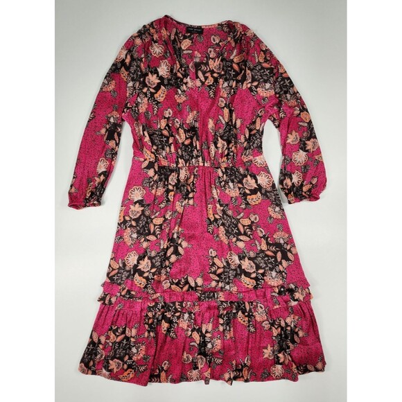Lane Bryant Dresses & Skirts - Lane Bryant Dress Size 20 Pink Floral Long Sleeve Midi Dress w/Pockets